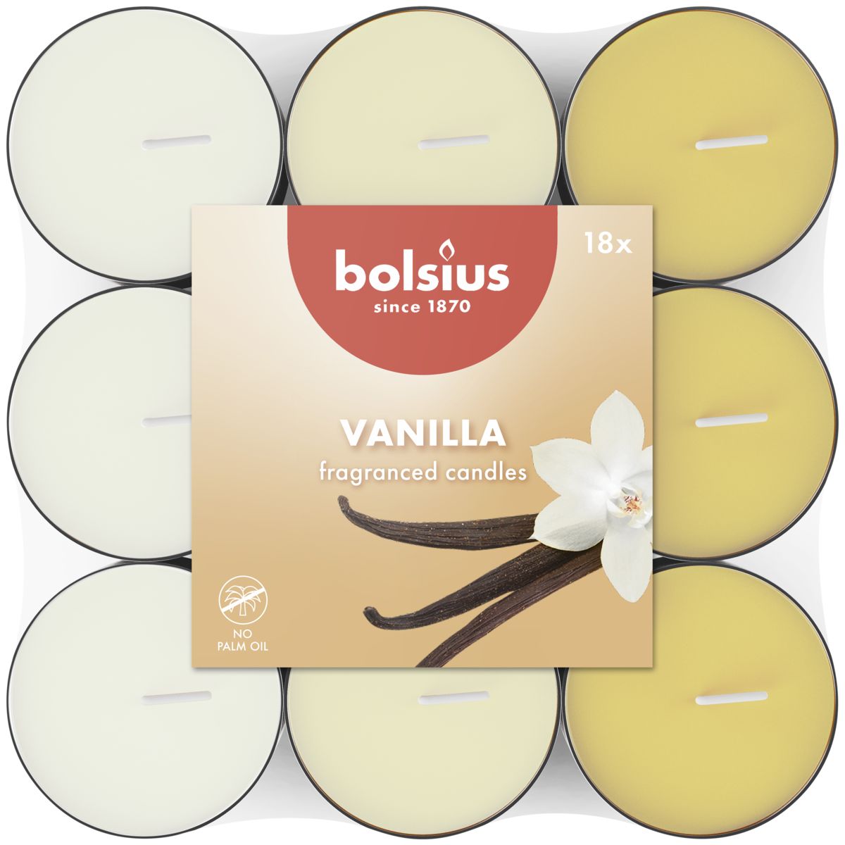 Bolsius Vanilla Fragranced Tea Lights — 18 pack
